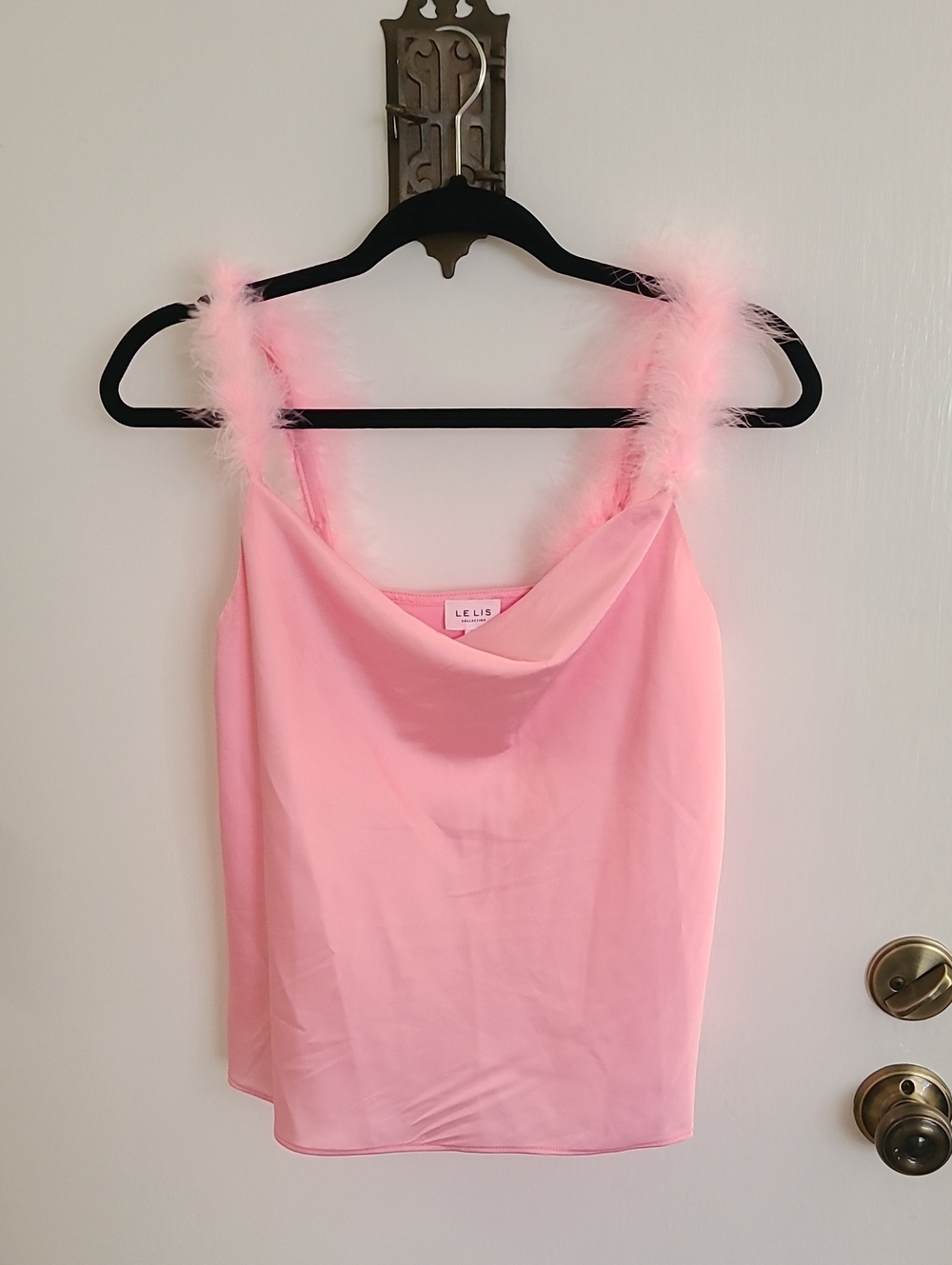 Le Lis Pink Feather-Trim Cowl Tank